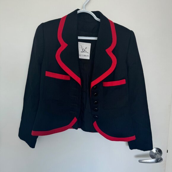 Vintage Maxi Librati Paris Blazer Black with Red Women's 42 US size 10 Wool - Picture 6 of 6